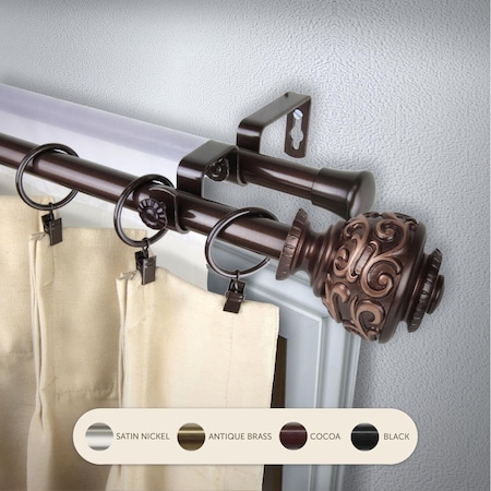 Central Design 0.8125 in. Harmony Double Curtain Rod with 48 to 84 in. Extension, Cocoa 4789-487